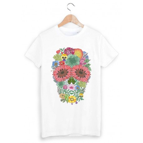 T-Shirt tÃªte de mort floral ref 999