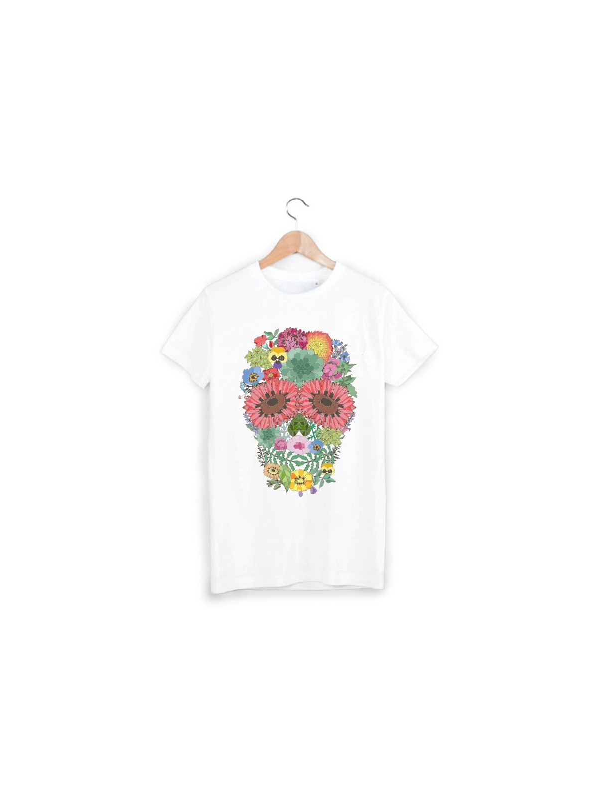 T-Shirt tÃªte de mort floral ref 999