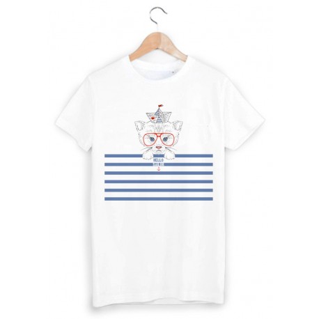 T-Shirt rayÃ© chat ref 1154