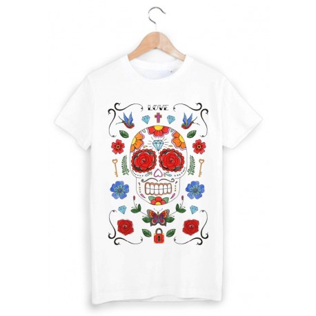 T-Shirt skull tete de mort mexicaine ref 1183