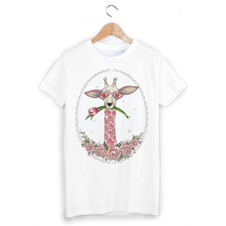 T-Shirt Giraffe rose ref 1242