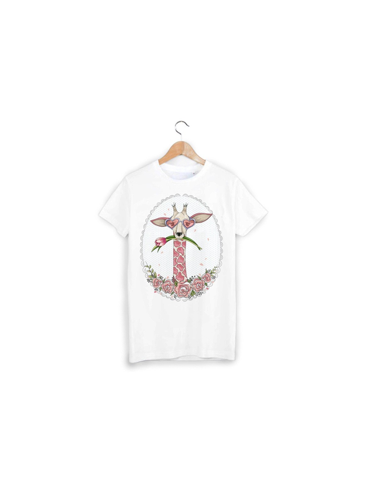 T-Shirt Giraffe rose ref 1242