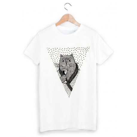 T-Shirt illustrÃ© chat ref 1539