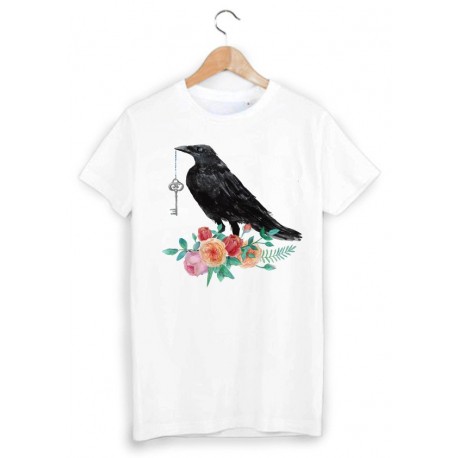 T-Shirt illustrÃ© corbeau ref 1421