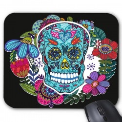 Tapis de souris tete de mort floral ref 2620