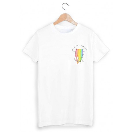 T-Shirt imprimÃ© ecusson nuage arc en ciel ref 1831