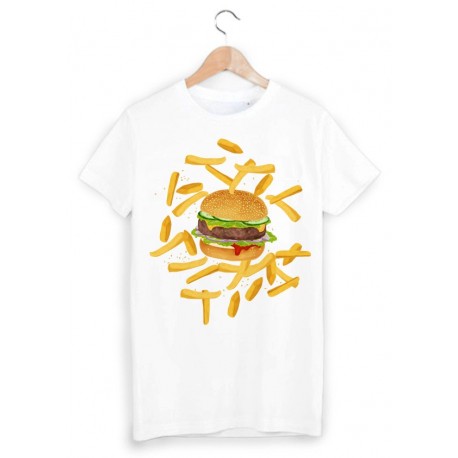 T-Shirt imprimÃ© hamburger fritte ref 1739