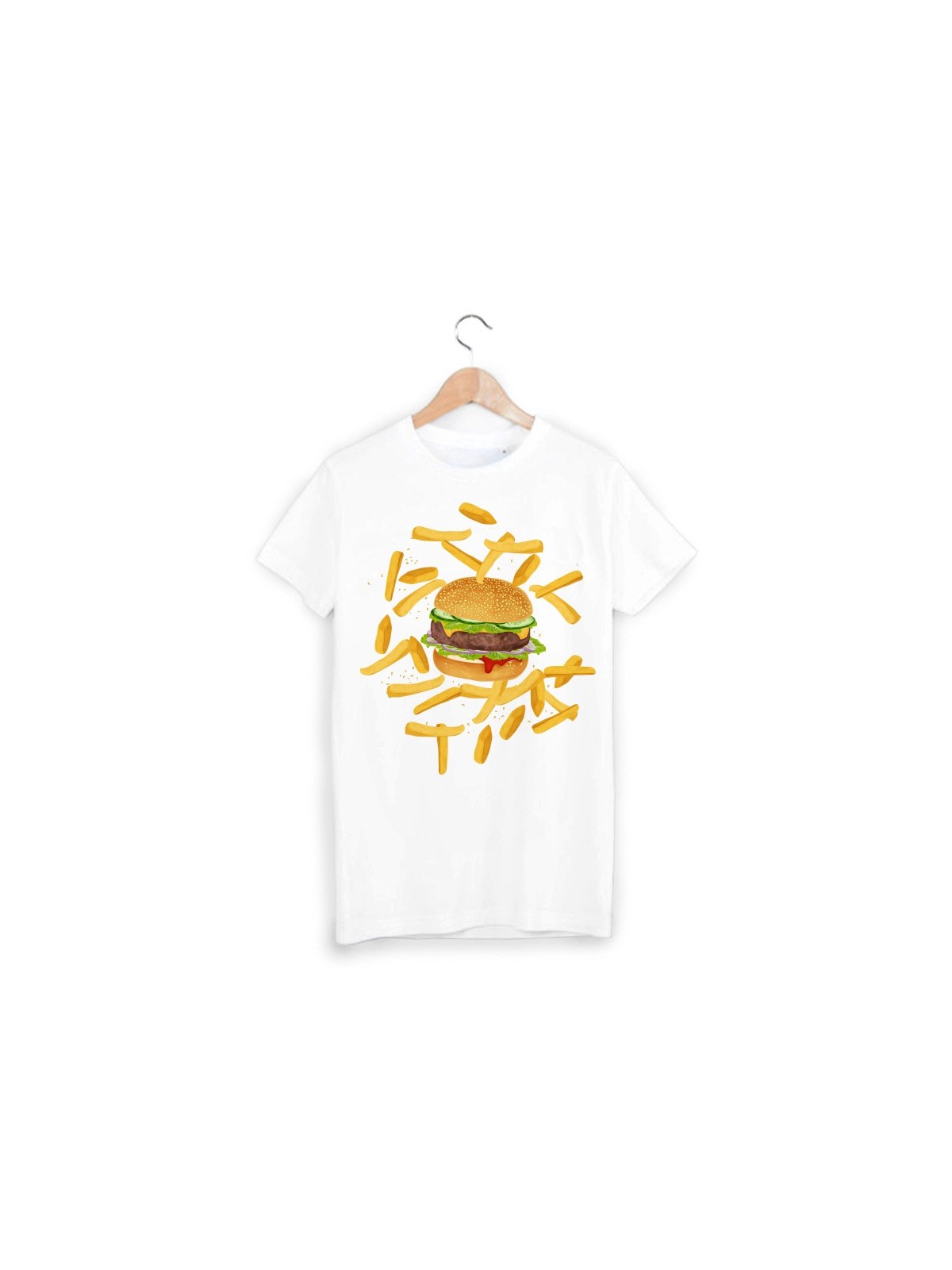 T-Shirt imprimÃ© hamburger fritte ref 1739