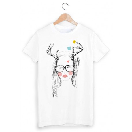 T-Shirt imprimÃ© illustration cerf ref 1791