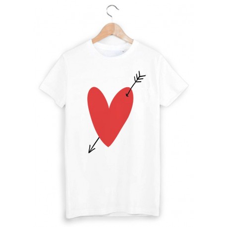 T-Shirt imprimÃ© coeur rouge fleche  ref 1784