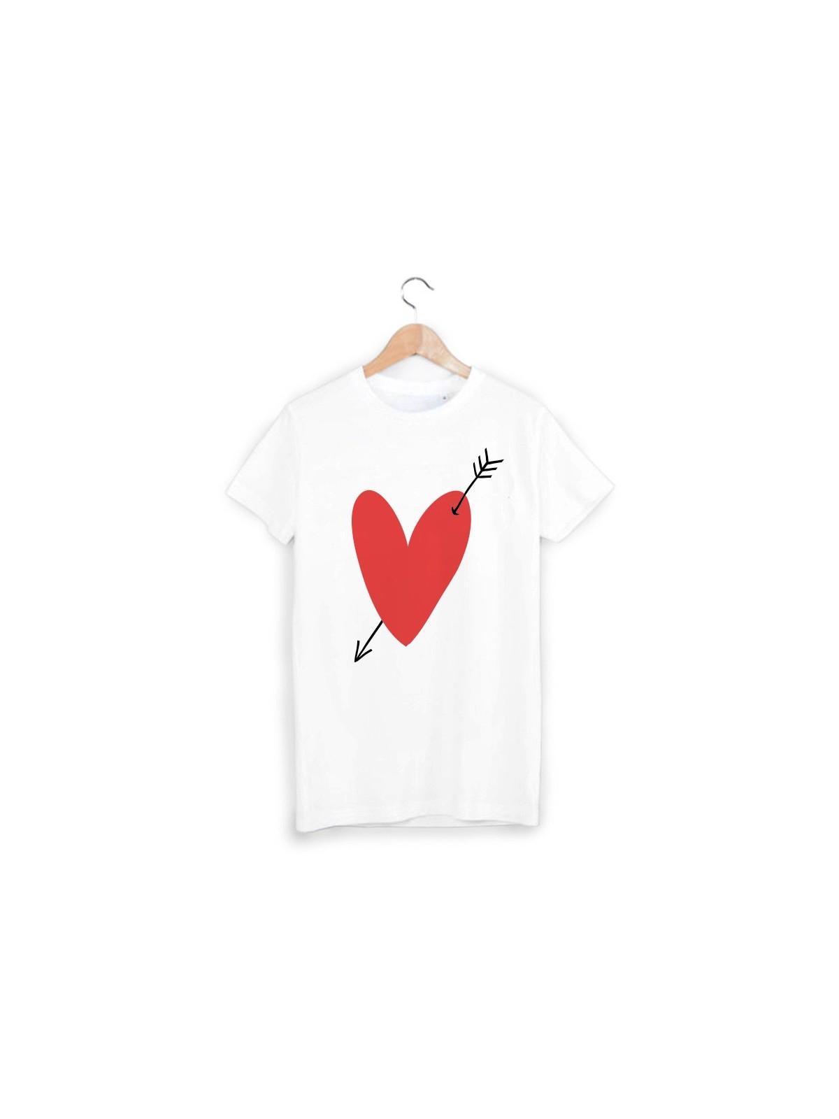 T-Shirt imprimÃ© coeur rouge fleche  ref 1784