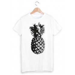 T-Shirt imprimÃ© ananas noir et blanc ref 1746
