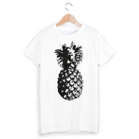 T-Shirt imprimÃ© ananas noir et blanc ref 1746