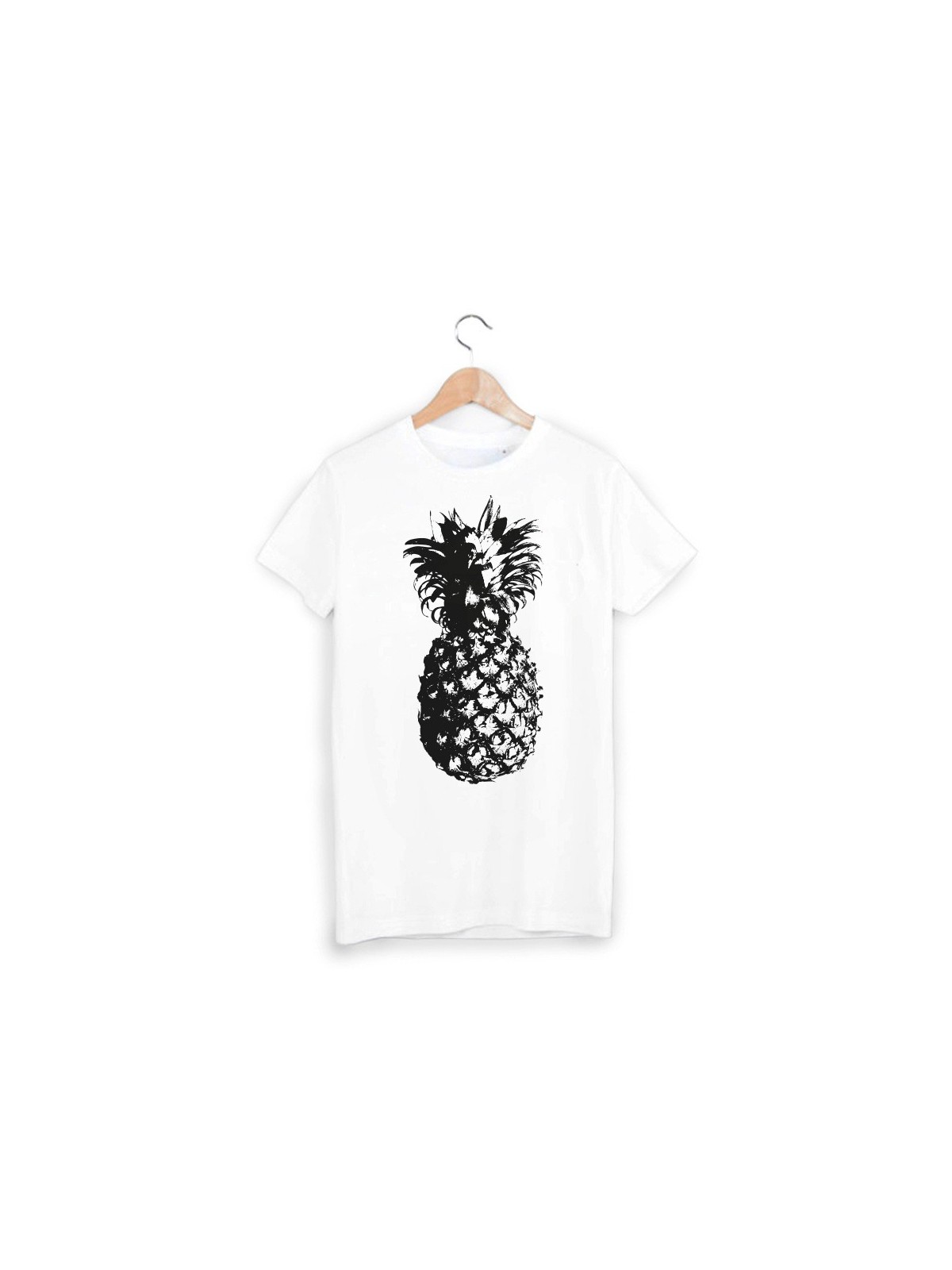 T-Shirt imprimÃ© ananas noir et blanc ref 1746