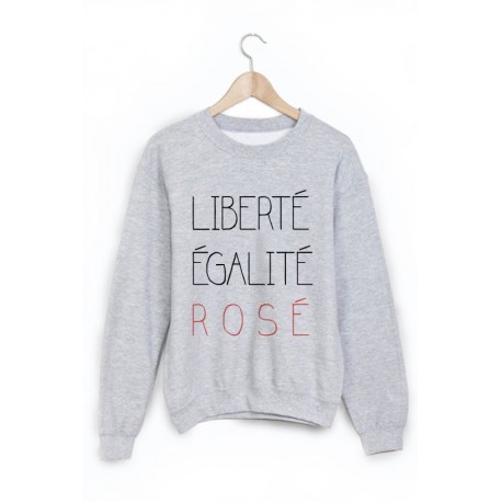 Sweat-Shirt imprimÃ© citation libertÃ© Ã©galitÃ© rosÃ© 