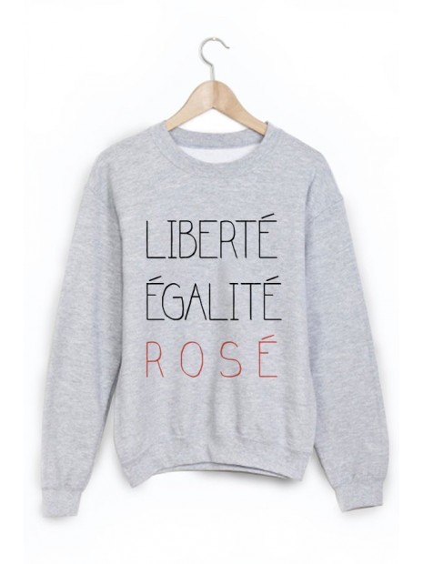 Sweat Shirt Imprime Citation Liberte Egalite Rose