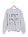 Sweat-Shirt imprimÃ© citation libertÃ© Ã©galitÃ© rosÃ© 