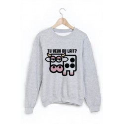 Sweat-Shirt imprimÃ© tu veux du lait