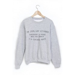 Sweat-Shirt imprimÃ© un jour les licornes domineront le monde 