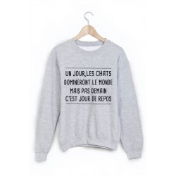 Sweat-Shirt imprimÃ© un jour les chats domineront le monde