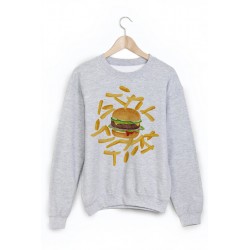 Sweat-Shirt imprimÃ© fritte hamburger