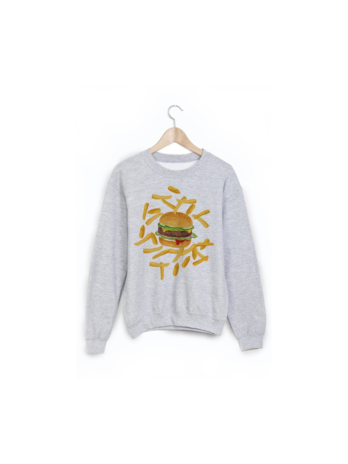 Sweat-Shirt imprimÃ© fritte hamburger
