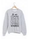 Sweat-Shirt imprimÃ© humour je suis comme robinson Crusoe 