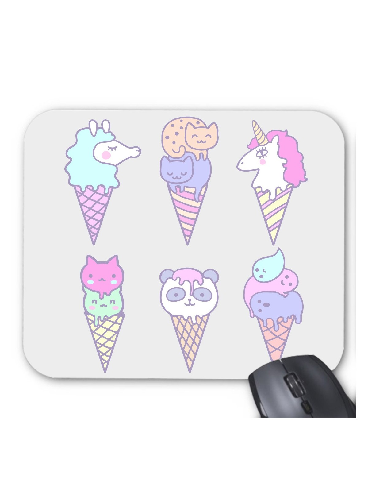 Tapis de souris glace chat licorne