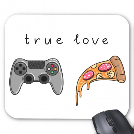 Tapis de souris le vrai amour game et pizza