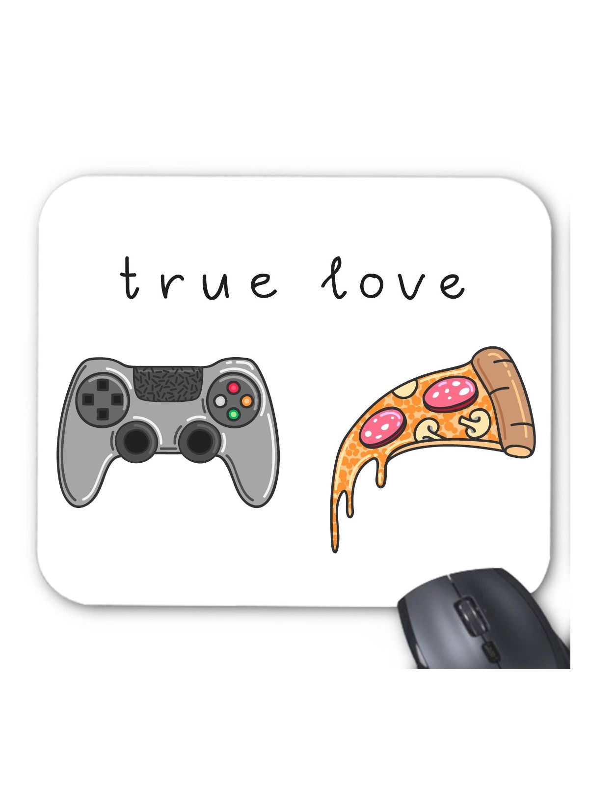 Tapis de souris le vrai amour game et pizza