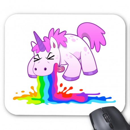 Tapis de souris licorne arc en ciel humour