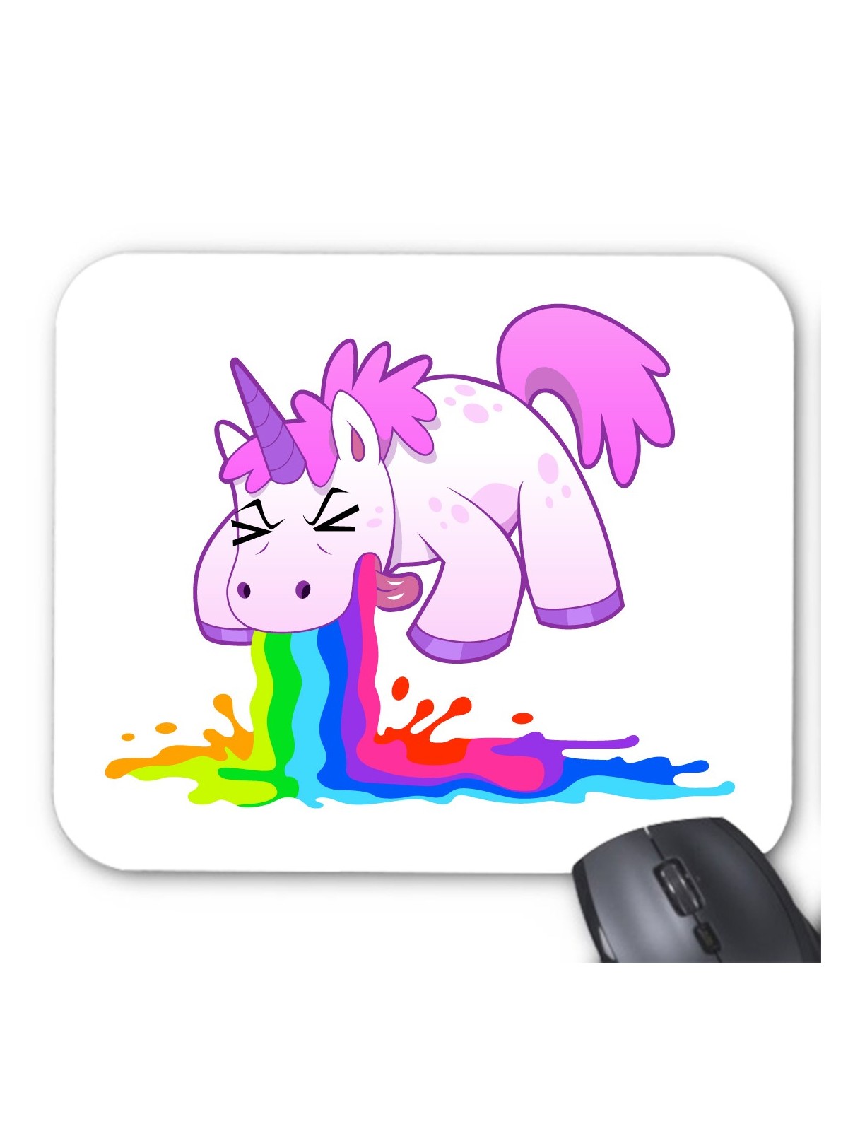 Tapis de souris licorne arc en ciel humour