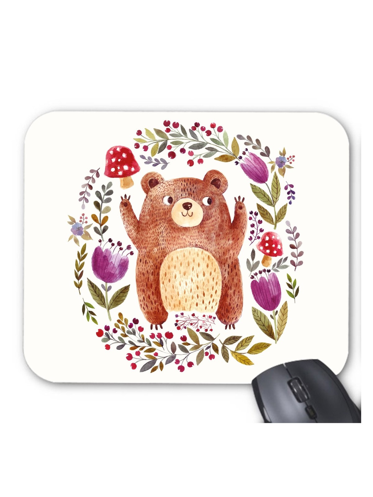 Tapis de souris illustration ours foret