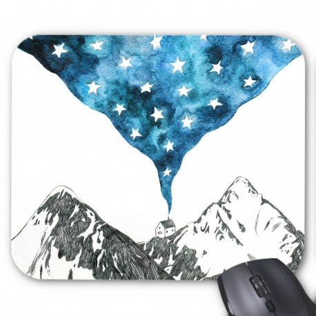 Tapis de souris illustration montagne ciel etoilÃ© 