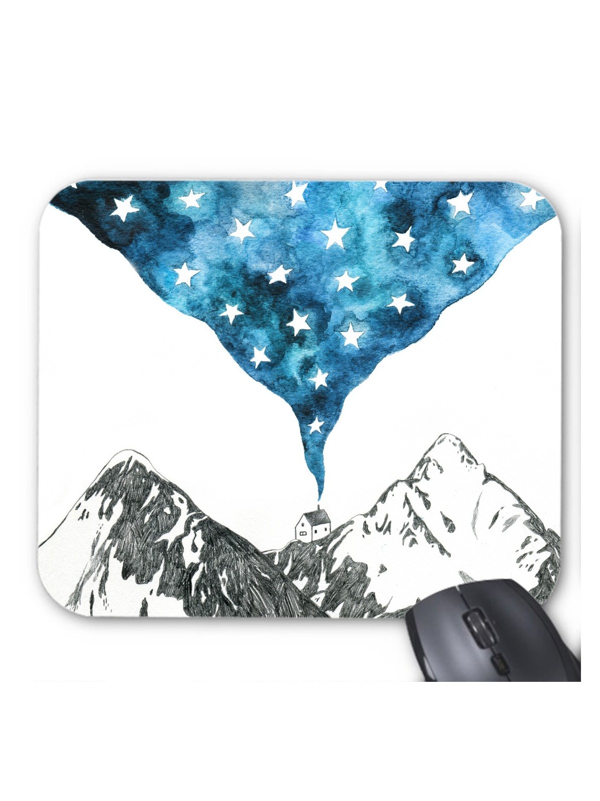 Tapis de souris illustration montagne ciel etoilÃ© 