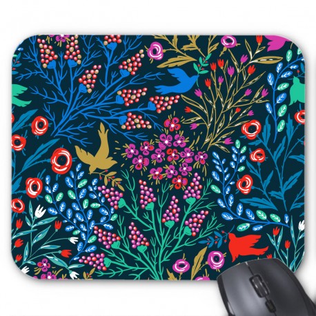 Tapis de souris art fleur oiseau 