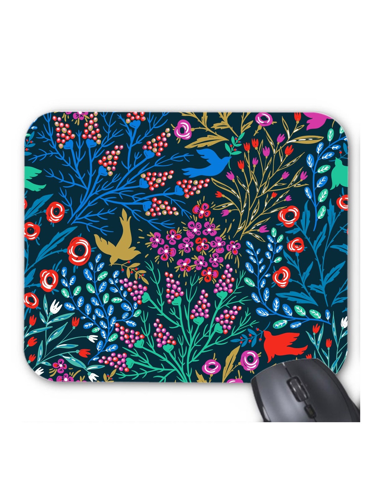 Tapis de souris art fleur oiseau 