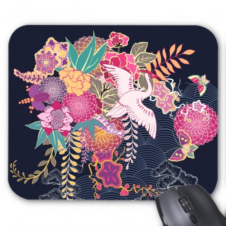 Tapis de souris motif japon oiseau 