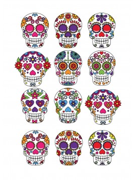 Stickers Autocollants enfant déco Planche A3 Tête de mort réf 110