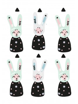 Stickers Autocollants enfant déco Planche A3 lapins réf 262