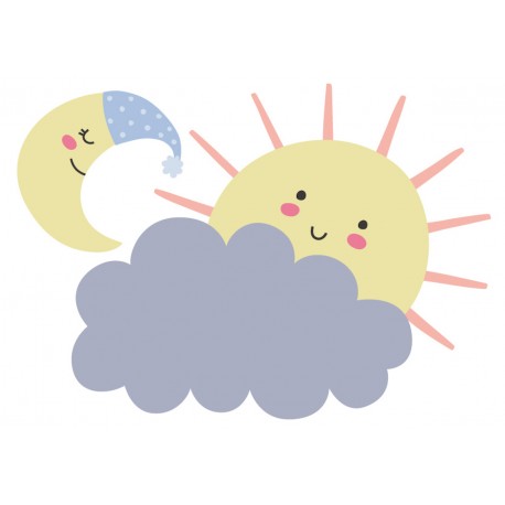 Stickers Autocollant enfant dÃ©co bÃ©bÃ© Format A3 soleil nuage rÃ©f 284