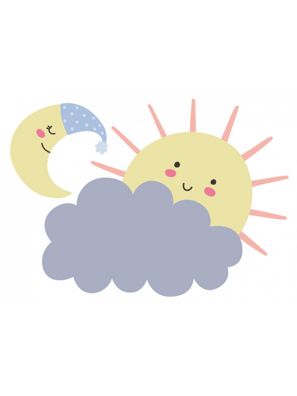 Stickers Autocollant enfant dÃ©co bÃ©bÃ© Format A3 soleil nuage rÃ©f 284