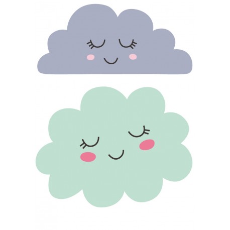 Stickers Autocollant enfant dÃ©co bÃ©bÃ© Format A3 nuages rÃ©f 286