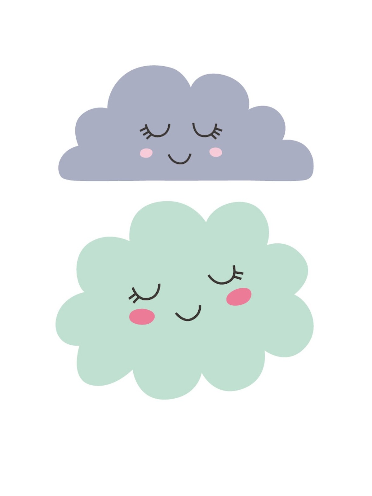 Stickers Autocollant enfant dÃ©co bÃ©bÃ© Format A3 nuages rÃ©f 286