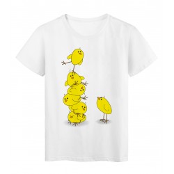 T-Shirt blanc illustration Poussin