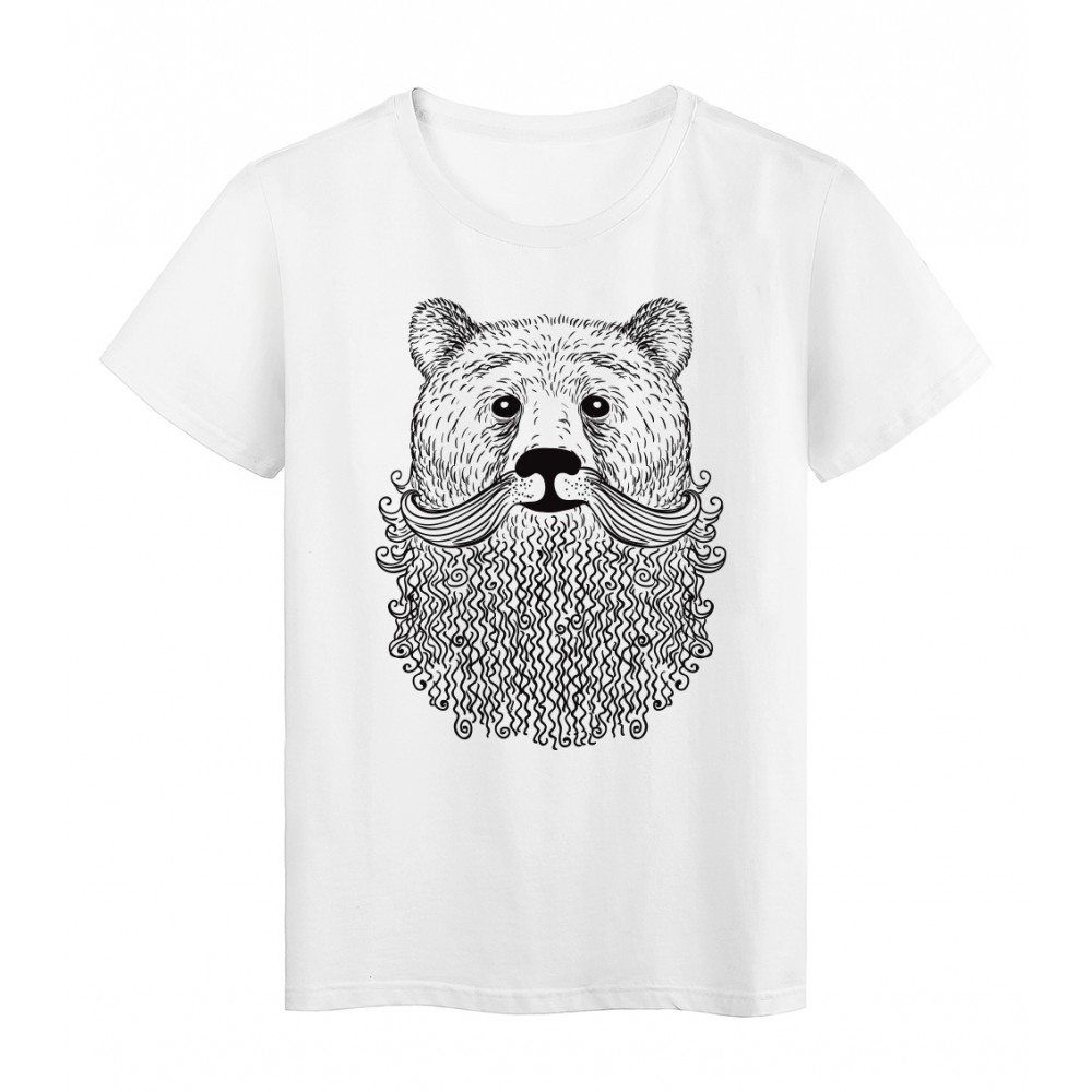 T-Shirt blanc illustration barbe ours ref 1190