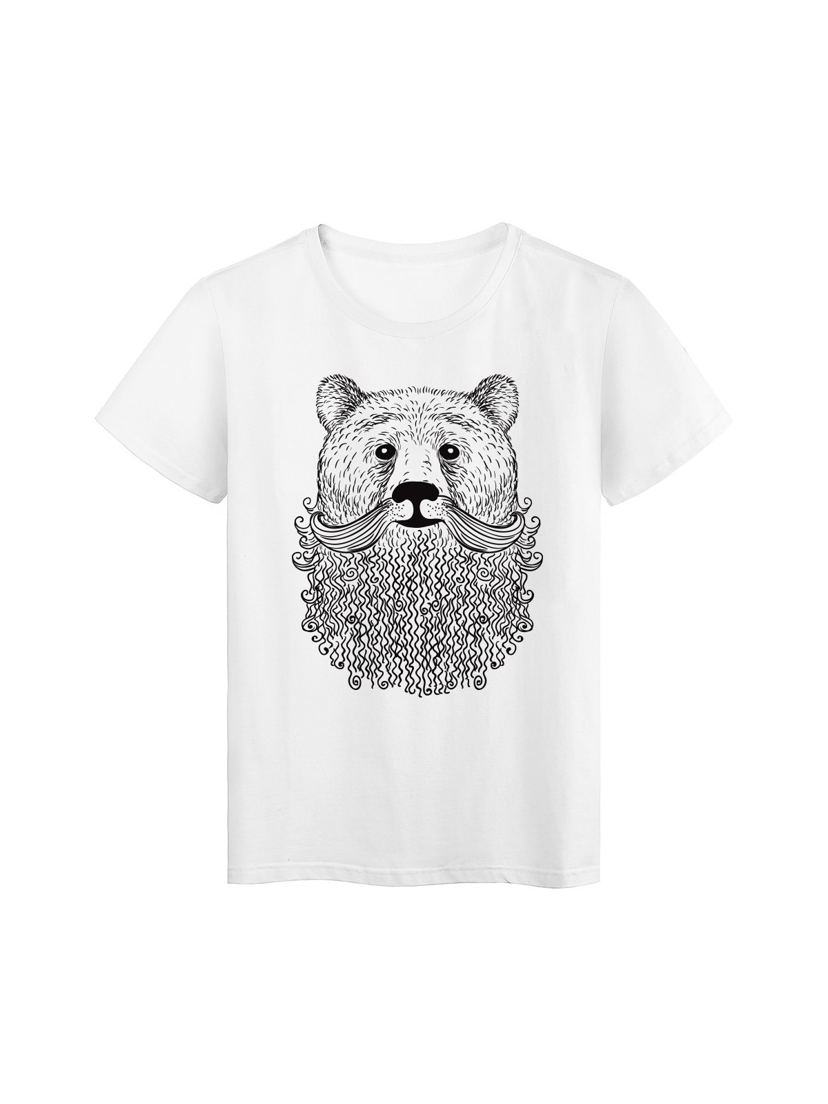 T-Shirt blanc illustration barbe ours ref 1190