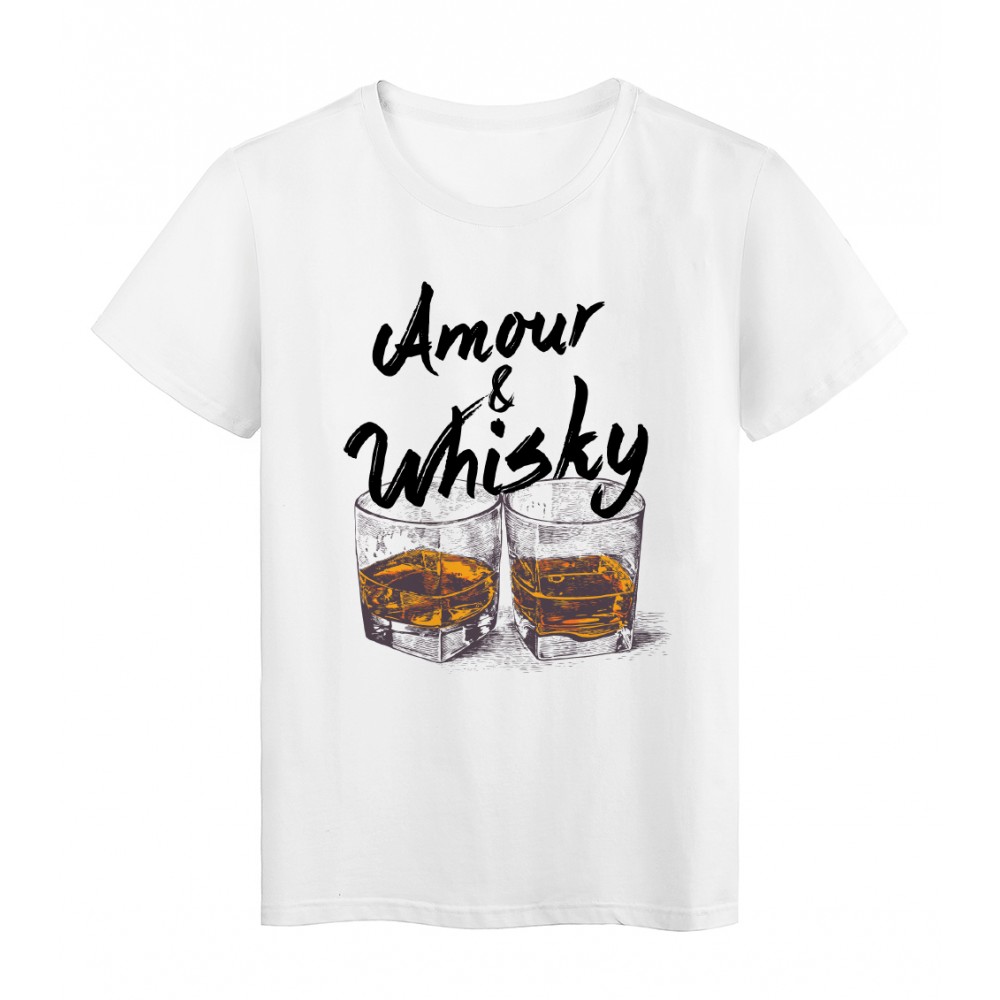 T-Shirt blanc Amour et whisky