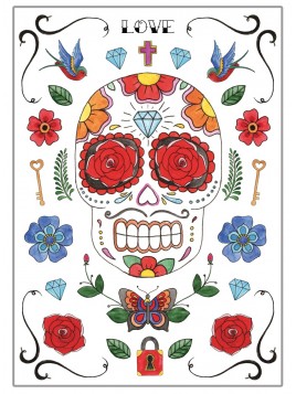 Affiches Posters déco design murale tête de mort mexicaine ref 01