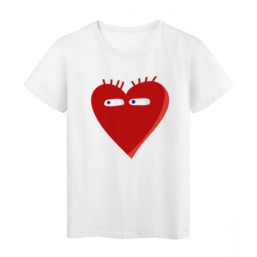 T-Shirt blanc CÅ“ur rouge yeux love rÃ©f Tee shirt 2137